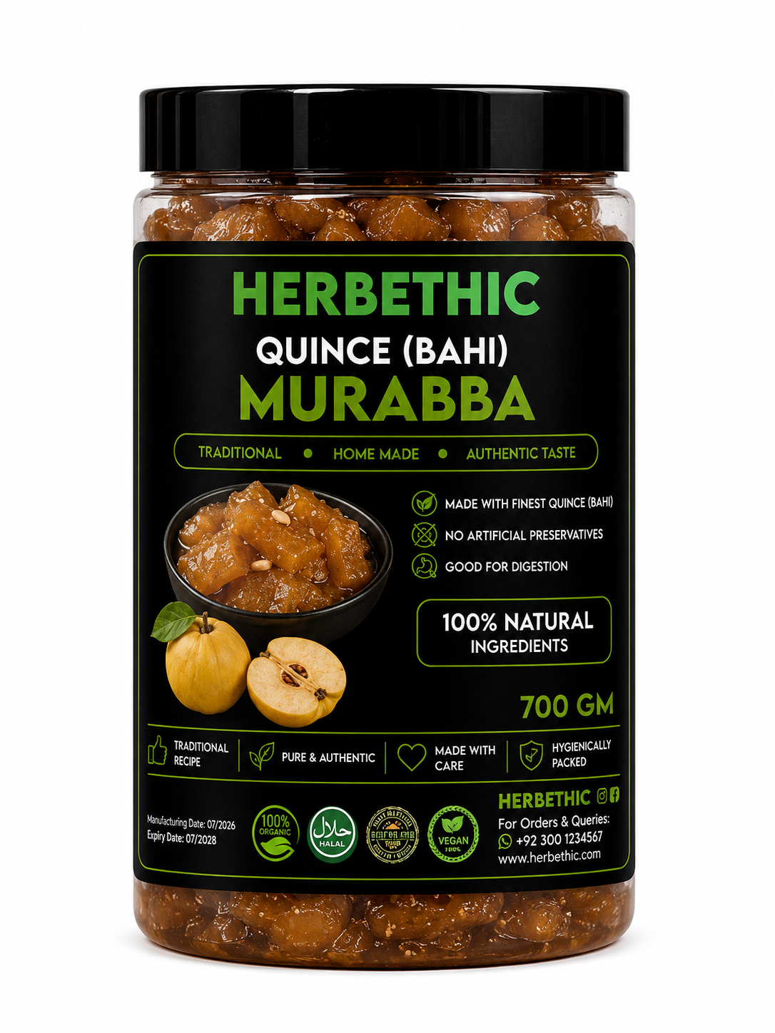 Herbethic | Traditional Quince (Bahi) Murabba (700g)