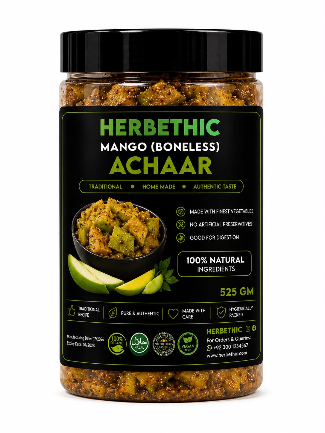 Herbethic | Traditional Mango (Boneless) Achaar (525g)