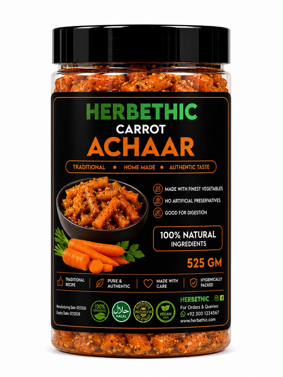 Herbethic | Traditional Carrot Achaar (525g)