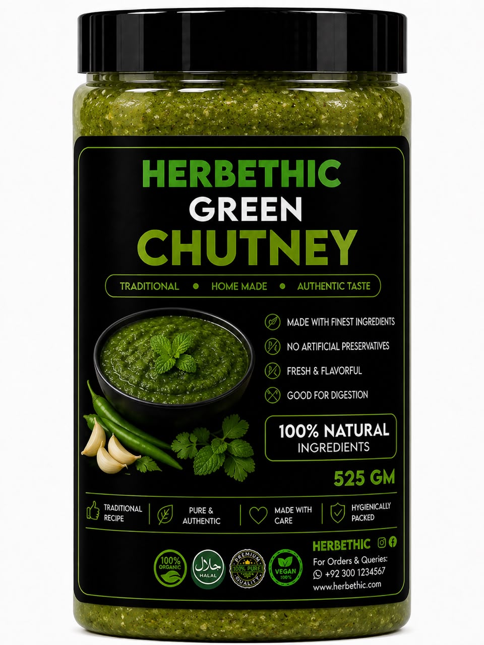 Herbethic | Traditional Green Chutney (525g)