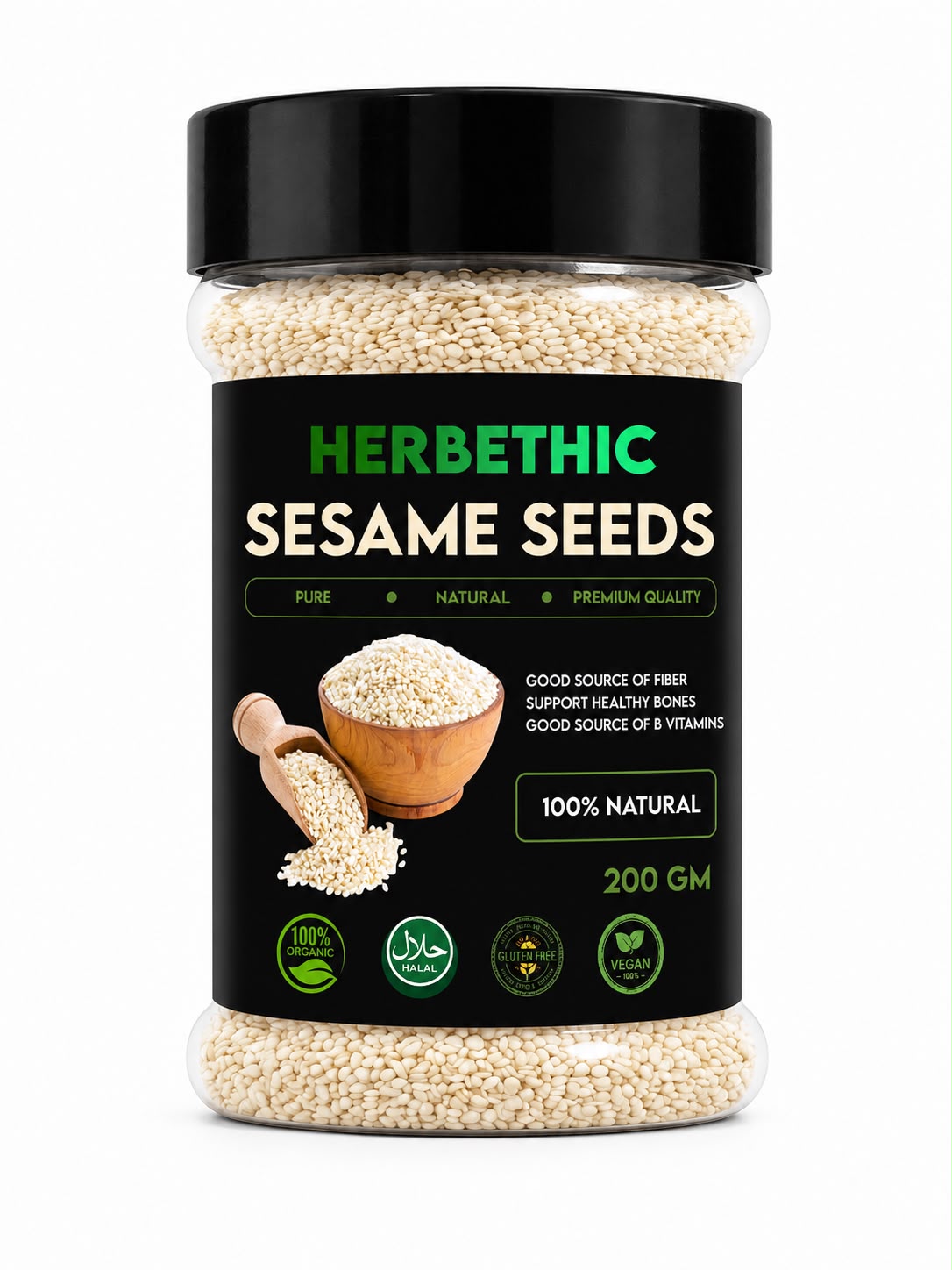 Herbethic | Premium White Sesame Seeds (200g)