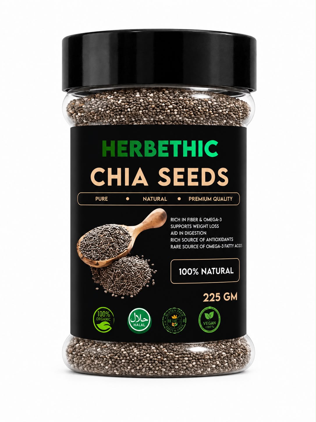 Herbethic | Premium Raw Chia Seeds (225g)